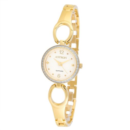 ASTRON 5529-9 női karóra, arany színű nemesacél tok, arany színű nemesacél csat, pezsgőszínű számlap, zafír, quartz szerkezet, cseppmentes vízállóság