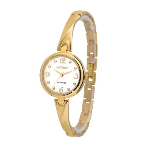 ASTRON 5530-8 női karóra, arany színű nemesacél tok, arany színű nemesacél csat, ezüst színű számlap, zafír, quartz szerkezet, cseppmentes vízállóság