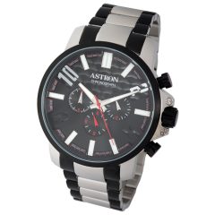   ASTRON 5531-1 férfi karóra, bicolor színű nemesacél tok, bicolor nemesacél csat, fekete számlap, keményített ásványüveg, chronograph quartz szerkezet, 50 m (5 ATM) vízállóság