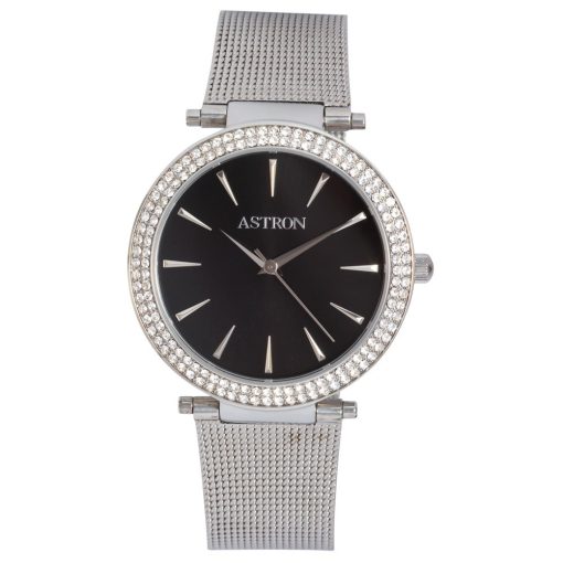 ASTRON 5535-1 női karóra, ezüst színű nemesacél tok, ezüst színű nemesacél csat, fekete számlap, keményített ásványüveg, quartz szerkezet, cseppmentes vízállóság
