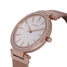 ASTRON 5535-8 női karóra, ékszeróra, rózsaarany színű nemesacél tok, rózsaarany színű nemesacél csat, fehér számlap, keményített ásványüveg, quartz szerkezet, cseppmentes vízállóság