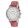 ASTRON 5540-6 divatos női karóra, chronograph, ezüst színű nemesacél tok, piros bőrszíj, fehér számlap, keményített ásványüveg, quartz szerkezet, cseppmentes vízállóság