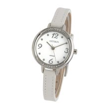 ASTRON 5548-7 női karóra, ezüst színű nemesacél tok, fehér bőrszíj, fehér számlap, keményített ásványüveg, quartz szerkezet, 50 m (5 ATM) vízállóság