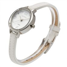 ASTRON 5548-7 női karóra, ezüst színű nemesacél tok, fehér bőrszíj, fehér számlap, keményített ásványüveg, quartz szerkezet, 50 m (5 ATM) vízállóság