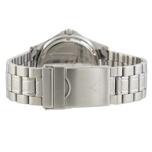 ASTRON 5558-1 sportos férfi karóra, ezüst színű nemesacél tok, ezüst színű nemesacél csat, fekete számlap, keményített ásványüveg, quartz szerkezet, 50 m (5 ATM) vízállóság