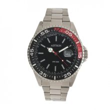 ASTRON 5559-1 férfi karóra, ezüst színű nemesacél tok, ezüst színű nemesacél csat, fekete számlap, keményített ásványüveg, quartz szerkezet, 50 m (5 ATM) vízállóság