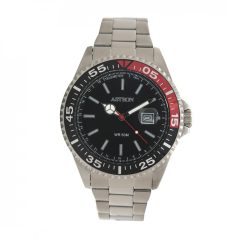   ASTRON 5559-1 férfi karóra, ezüst színű nemesacél tok, ezüst színű nemesacél csat, fekete számlap, keményített ásványüveg, quartz szerkezet, 50 m (5 ATM) vízállóság