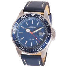 ASTRON 5559-4 sportos férfi karóra, ezüst és kék színű nemesacél tok, kék bőrszíj, kék számlap, keményített ásványüveg, quartz szerkezet, 50 m (5 ATM) vízállóság