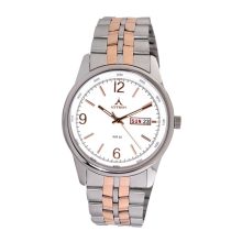 ASTRON 5563-0 férfi karóra, ezüst színű nemesacél tok, bicolor színű nemesacél csat, fehér számlap, keményített ásványüveg, quartz szerkezet, 50 m (5 ATM) vízállóság