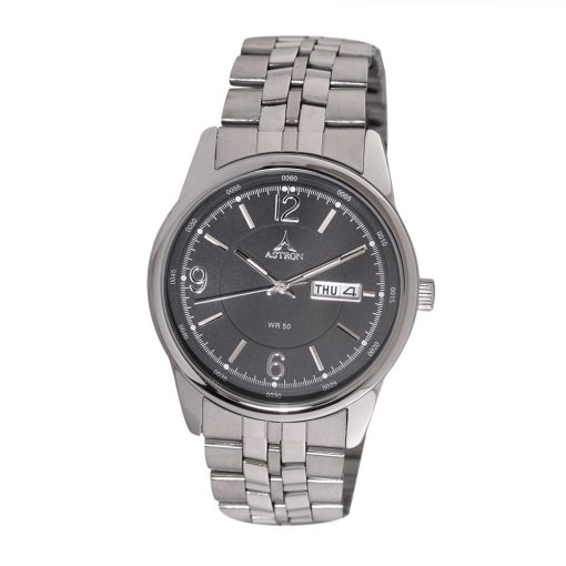 ASTRON 5563-1 férfi karóra, ezüst színű nemesacél tok, ezüst színű nemesacél csat, fekete számlap, keményített ásványüveg, quartz szerkezet, 50 m (5 ATM) vízállóság