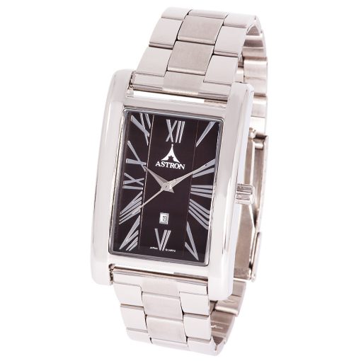 ASTRON 5569-1 férfi karóra, ezüst színű nemesacél tok, ezüst színű nemesacél csat, fekete számlap, keményített ásványüveg, quartz szerkezet, cseppmentes vízállóság