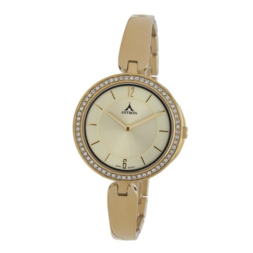 ASTRON 5581-9 női karóra, arany színű nemesacél tok, arany színű nemesacél csat, pezsgőszínű számlap, keményített ásványüveg, quartz szerkezet, 50 m (5 ATM) vízállóság