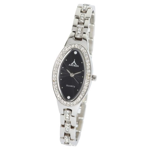ASTRON 5583-1 női karóra, ezüst színű nemesacél tok, ezüst színű nemesacél csat, fekete számlap, keményített ásványüveg, quartz szerkezet, cseppmentes vízállóság