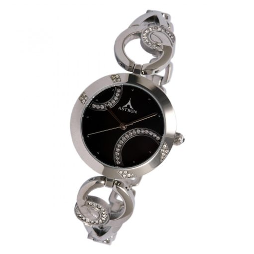 ASTRON 5586-1 női karóra, ezüst színű nemesacél tok, ezüst színű nemesacél csat, fekete számlap, keményített ásványüveg, quartz szerkezet, cseppmentes vízállóság