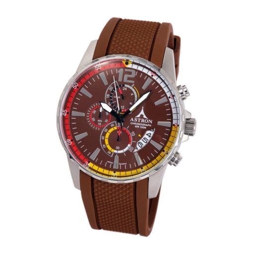ASTRON 5589-0 férfi karóra, ezüst színű nemesacél tok, barna szilikon szíj, barna számlap, keményített ásványüveg, quartz szerkezet, 100 m (10 ATM) vízállóság