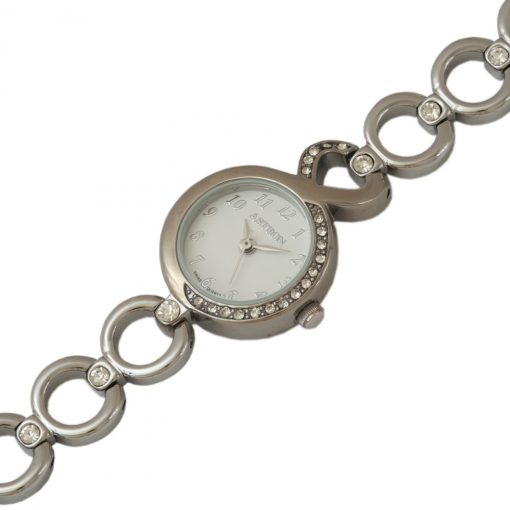 ASTRON 5606-7 női karóra, ezüst színű fém tok, ezüst színű fémcsat, fehér számlap, keményített ásványüveg, quartz szerkezet, cseppmentes vízállóság