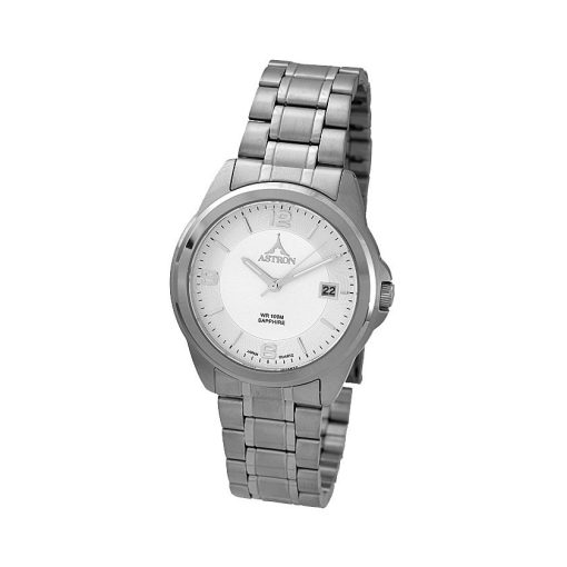 ASTRON 5615-8 férfi karóra, ezüst színű nemesacél tok, ezüst színű nemesacél csat, fehér számlap, zafír, quartz szerkezet, 100 m (10 ATM) vízállóság