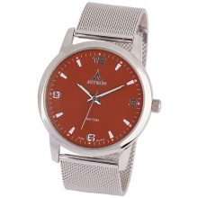 ASTRON 5631-5 elegáns férfi karóra, ezüst színű nemesacél tok, ezüst színű nemesacél csat, arab számos barna számlap, keményített ásványüveg, quartz szerkezet, 50 m (5 ATM) vízállóság