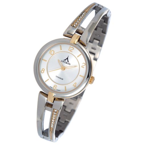 ASTRON 5638-0 női karóra, bicolor színű titánium tok, bicolor titánium csat, ezüst színű számlap, keményített ásványüveg, quartz szerkezet, 50 m (5 ATM) vízállóság