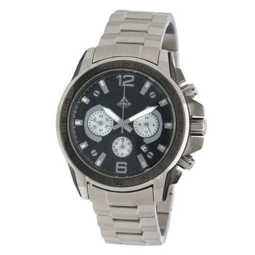 ASTRON 5652-1 férfi karóra, chronograph, ezüst színű nemesacél tok, ezüst színű nemesacél csat, fekete számlap, keményített ásványüveg, quartz szerkezet, 50 m (5 ATM) vízállóság