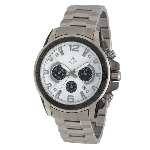 ASTRON 5652-7 férfi karóra, chronograph, ezüst színű nemesacél tok, ezüst színű nemesacél csat, fehér számlap, keményített ásványüveg, quartz szerkezet, 50 m (5 ATM) vízállóság