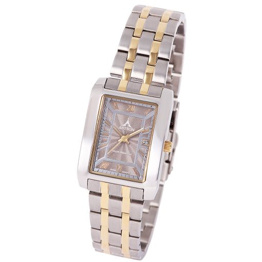 ASTRON 5660-8 női karóra, ezüst színű nemesacél tok, bicolor nemesacél csat, szürke számlap, keményített ásványüveg, quartz szerkezet, cseppmentes vízállóság