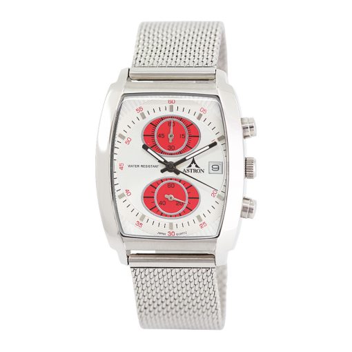 ASTRON 5664-5 női karóra, ezüst színű nemesacél tok, ezüst színű nemesacél csat, bordó és ezüst színű számlap, keményített ásványüveg, chronograph quartz szerkezet, cseppmentes vízállóság