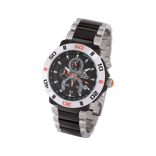 ASTRON 5672-1 férfi karóra, fekete színű nemesacél tok, fekete nemesacél csat, fekete számlap, keményített ásványüveg, quartz szerkezet, 100 m (10 ATM) vízállóság