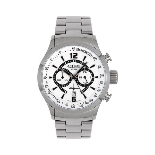 ASTRON 5697-7 férfi karóra, ezüst színű nemesacél tok, ezüst színű nemesacél csat, fehér számlap, keményített ásványüveg, quartz szerkezet, 100 m (10 ATM) vízállóság