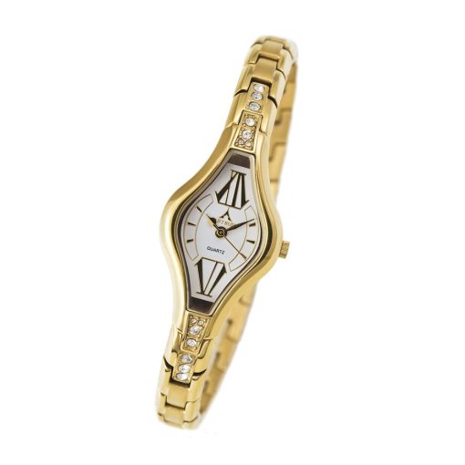 ASTRON 5710-8 női karóra, arany színű nemesacél tok, arany színű fémcsat, fehér számlap, keményített ásványüveg, quartz szerkezet, cseppmentes vízállóság