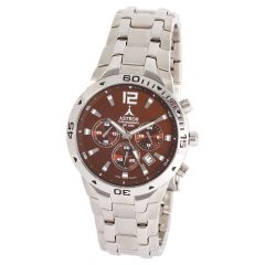   ASTRON 5721-4 férfi karóra, ezüst színű nemesacél tok, ezüst színű nemesacél csat, barna számlap, keményített ásványüveg, chronograph quartz szerkezet, 100 m (10 ATM) vízállóság