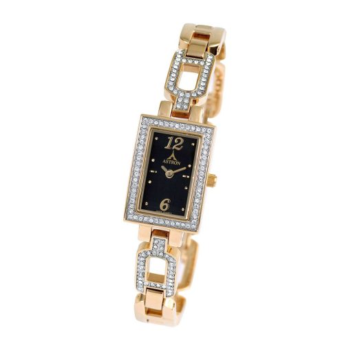 ASTRON 5724-0 női karóra, arany színű fém tok, arany színű fémcsat, fekete számlap, keményített ásványüveg, quartz szerkezet, cseppmentes vízállóság