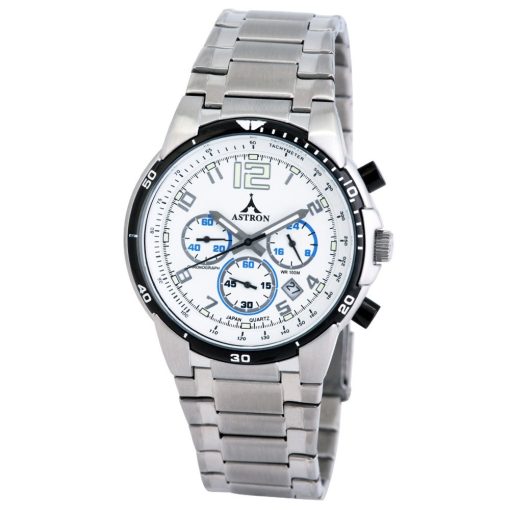 ASTRON 5735-7 férfi karóra, ezüst színű nemesacél tok, ezüst színű nemesacél csat, fehér számlap, keményített ásványüveg, quartz szerkezet, 100 m (10 ATM) vízállóság