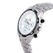 ASTRON 5735-7 férfi karóra, ezüst színű nemesacél tok, ezüst színű nemesacél csat, fehér számlap, keményített ásványüveg, quartz szerkezet, 100 m (10 ATM) vízállóság