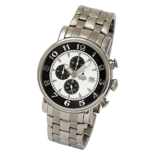 ASTRON 5756-7 férfi karóra, chronograph, ezüst színű nemesacél tok, ezüst színű nemesacél csat, fehér számlap, keményített ásványüveg, quartz szerkezet, 100 m (10 ATM) vízállóság
