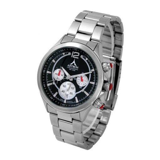 ASTRON 5763-1 férfi karóra, ezüst színű nemesacél tok, ezüst színű nemesacél csat, fekete számlap, keményített ásványüveg, quartz szerkezet, 100 m (10 ATM) vízállóság