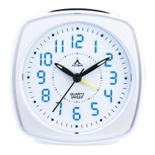 Astron ébresztőóra, quartz, fehér színű műanyag tok, kék színű LED világítás, sweep (halk járású)