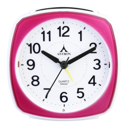 Astron ébresztőóra, quartz, rózsaszínű műanyag tok, sweep (halk járású)