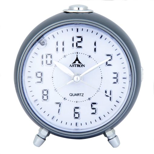 Astron ébresztőóra, quartz, metál szürke színű tok, kék LED-es számlap