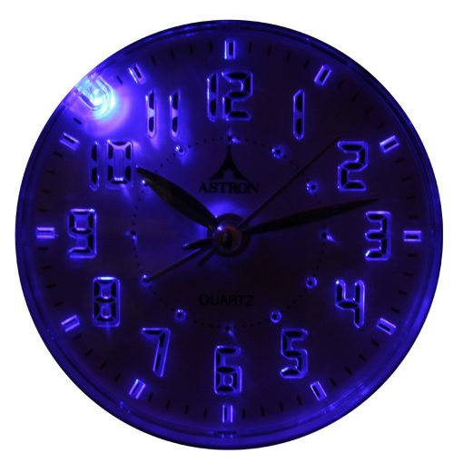 Astron ébresztőóra, quartz, metál szürke színű tok, kék LED-es számlap