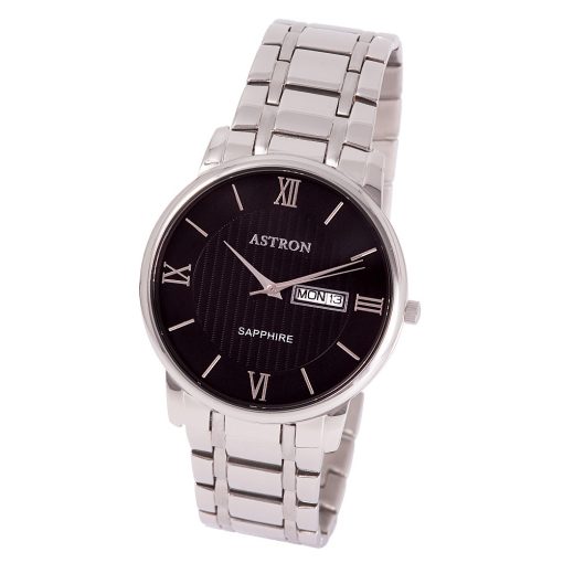 ASTRON 8004-1 analóg, férfi karóra, ezüst színű nemesacél tok, ezüst színű nemesacél csat, fekete számlap, zafír, quartz szerkezet, cseppmentes vízállóság