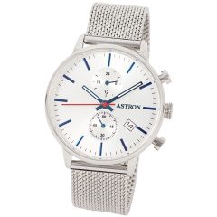   ASTRON 8012-8 sportos férfi karóra, ezüst színű nemesacél tok, ezüst színű nemesacél csat, ezüst színű számlap, keményített ásványüveg, multifunkciós quartz szerkezet, 50 m (5 ATM) vízállóság