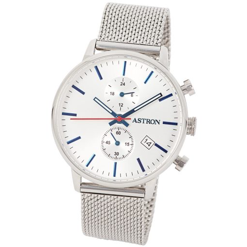 ASTRON 8012-8 sportos férfi karóra, ezüst színű nemesacél tok, ezüst színű nemesacél csat, ezüst színű számlap, keményített ásványüveg, multifunkciós quartz szerkezet, 50 m (5 ATM) vízállóság