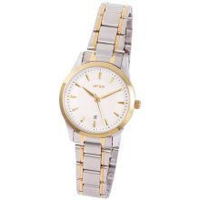 ASTRON 8018-8 elegáns női karóra, bicolor nemesacél tok, bicolor nemesacél csat, fehér számlap, keményített ásványüveg, quartz szerkezet, cseppmentes vízállóság