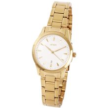 ASTRON 8018-9 elegáns női karóra, arany színű nemesacél tok, arany színű nemesacél csat, fehér számlap, keményített ásványüveg, quartz szerkezet, cseppmentes vízállóság