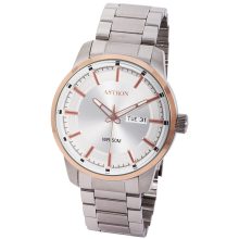 ASTRON 8020-0 sportos férfi karóra, bicolor nemesacél tok, ezüst színű nemesacél csat, ezüst színű számlap, keményített ásványüveg, quartz szerkezet, 50 m (5 ATM) vízállóság