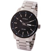 ASTRON 8020-1 sportos férfi karóra, ezüst és fekete színű nemesacél tok, ezüst színű nemesacél csat, fekete számlap, keményített ásványüveg, quartz szerkezet, 50 m (5 ATM) vízállóság