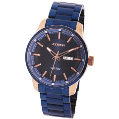   ASTRON 8020-2 sportos férfi karóra, bicolor nemesacél tok, kék nemesacél csat, kék számlap, keményített ásványüveg, quartz szerkezet, 50 m (5 ATM) vízállóság