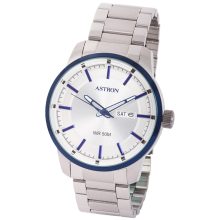 ASTRON 8020-7 sportos férfi karóra, ezüst és kék színű nemesacél tok, ezüst színű nemesacél csat, ezüst színű számlap, keményített ásványüveg, quartz szerkezet, 50 m (5 ATM) vízállóság