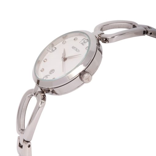 ASTRON 8021-8 női karóra, ékszeróra, ezüst színű nemesacél tok, ezüst színű nemesacél csat, fehér számlap, keményített ásványüveg, quartz szerkezet, cseppmentes vízállóság